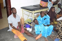 Victims of an army drone attack receives treatment at a hospital in Kaduna Nigeria, Tuesday, Dec. 5, 2023. Nigeria's emergency services agency says more than 80 people are confirmed dead after military drones "mistakenly" bombed a religious gathering in the northwest. Some 60 people were injured in the attack Sunday in Kaduna state. (AP Photo/ Kehinde Gbenga)