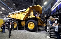 FILE PHOTO: A Caterpillar 777 autonomous mining truck is displayed during CES 2023, an annual consumer electronics trade show, in Las Vegas, Nevada, U.S. January 6, 2023.  REUTERS/Steve Marcus/File Photo