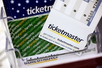 FILE - In this May 11, 2009, file photo, Ticketmaster tickets and gift cards are shown at a box office in San Jose, Calif. On Wednesday, Dec. 30, 2020, a federal judge in New York signed off on a deal that will allow Ticketmaster to pay a $10 million fine to escape prosecution over criminal charges accusing the company of hacking into the computer system of a startup rival. (AP Photo/Paul Sakuma, File)