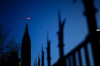A new poll suggests almost 60 per cent of Canadians feel free speech is under threat. The Canada flag catches the morning light on the Peace Tower on Parliament Hill in Ottawa on Tuesday, April 16, 2024. THE CANADIAN PRESS/Sean Kilpatrick
