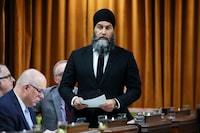 NDP leader Jagmeet Singh pays tribute to the late prime minister Brian Mulroney in the House of Commons on Parliament Hill in Ottawa on Monday, March 18, 2024. THE CANADIAN PRESS/Sean Kilpatrick