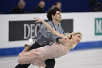 Canada's Piper Gilles and Paul Poirier compete in the ice dance free dance at the ISU Four Continents Figure Skating Championships in Shanghai on February 4, 2024. (Photo by GREG BAKER / AFP) (Photo by GREG BAKER/AFP via Getty Images)