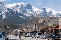 Thursday, April 05, 2018 -Canmore, AB -  Main street in downtown Canmore, Alberta. Photo by CHRIS BOLIN / The Globe and Mail 