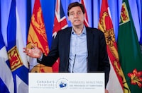 David Eby, Premier of British Columbia, speaks to media at the Council of the Federation Canadian premiers meeting at The Fort Garry Hotel in Winnipeg, Tuesday, July 11, 2023.  THE CANADIAN PRESS/John Woods