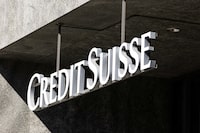 FILE PHOTO-A view shows the logo of Credit Suisse on a building near the Hallenstadion where Credit Suisse Annual General Meeting took place, two weeks after being bought by rival UBS in a government-brokered rescue, in Zurich, Switzerland, April 4, 2023. REUTERS/Pierre Albouy/file photo