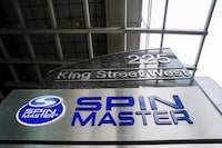 Spin Master signage is shown in Toronto, Friday, Sept. 8, 2023. THE CANADIAN PRESS/Andrew Lahodynskyj