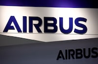 FILE PHOTO: Logos of Airbus are seen at the Milipol Paris, the worldwide exhibition dedicated to homeland security and safety, in Villepinte near Paris, France, November 15, 2023. REUTERS/Sarah Meyssonnier/File Photo