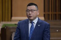 Former Conservative MP Kenny Chiu says he fears Canada has become an "open market" for foreign governments to sway elections after being named in a newspaper report as the target of an alleged campaign by Chinese diplomats to defeat him. Chiu rises during Question Period in the House of Commons on April 13, 2021 in Ottawa. THE CANADIAN PRESS/Adrian Wyld