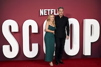 LONDON, ENGLAND - MARCH 27: Gillian Anderson and Rufus Sewell attend the world premiere of "Scoop" at The Curzon Mayfair on March 27, 2024 in London, England. (Photo by Kate Green/Getty Images)