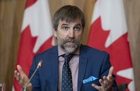 Minister of Environment and Climate Change Steven Guilbeault lresponds to a question during a news conference, in Ottawa on June 14, 2023. THE CANADIAN PRESS/Adrian Wyld