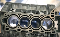An engine block on display at the Martinrea International head office in Vaughan, Ont., is photographed on Wednesday, April 14, 2021.