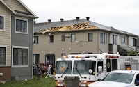 Homes are left damaged following a tornado in the Ottawa suburb of Barrhaven on Thursday, July 13, 2023. THE CANADIAN PRESS/Sean Kilpatrick