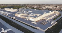 A rendering of Bombardier's Global Manufacturing Centre at Toronto Pearson International Airport.