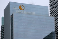 The Sun Life Financial logo is seen at their corporate headquarters of One York Street in Toronto in February of 2019.