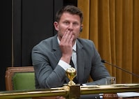 GC Strategies partner Kristian Firth responds to questions as he sits in the House of Commons, Wednesday, April 17, 2024 in Ottawa.  THE CANADIAN PRESS/Adrian Wyld