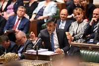 British Prime Minister Rishi Sunak speaks during Prime Minister's Questions at the House of Commons in London, Britain, May 8, 2024. UK Parliament/Jessica Taylor/Handout via REUTERS  THIS IMAGE HAS BEEN SUPPLIED BY A THIRD PARTY. MANDATORY CREDIT. IMAGE MUST NOT BE ALTERED.