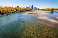 The City of Calgary is warning outdoor water use restrictions may be coming by May 1 if dry conditions keep up. The Bow River flows through the downtown as warm fall weather continues in Calgary, Alta., Wednesday, Sept. 29, 2021. THE CANADIAN PRESS/Jeff McIntosh