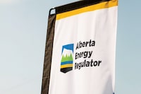 The Alberta Energy Regulator says it has laid charges against Land Petroleum International Inc. and president Bill Fung for hindering AER inspections in 2018. The Alberta Energy Regulator logo is seen on a flag at the opening of the regulator's office in Calgary in an undated handout photo. THE CANADIAN PRESS/HO-Alberta Energy Regulator, *MANDATORY CREDIT*