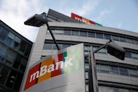 Commerzbank's Polish unit mBank's logo is seen in Warsaw, Poland October 31, 2019.