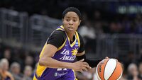 Los Angeles Sparks guard Jordin Canada dribbles during the second half of a WNBA basketball game against the Minnesota Lynx Tuesday, June 20, 2023, in Los Angeles. The WNBA exhibition scheduled for next month at Edmonton's Rogers Place has been rescheduled to accommodate a potential Game 7 in the Oilers' first-round NHL playoff series against the Los Angeles Kings. THE CANADIAN PRESS/AP, Mark J. Terrill