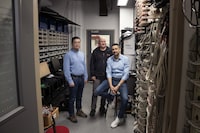 EV battery researchers, from left to right, Chongyin Yang, Jeff Dahn, and Michael Metzger pose in a battery testing lab at Dalhousie University in Halifax on Tuesday, January 30, 2024.

Darren Calabrese/The Globe and Mail�