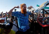Britain's Russ Cook becomes the first person to run the entire length of Africa - Tunisia - April 7, 2024 Britain's Russ Cook reacts after becoming the first person to run the entire length of Africa REUTERS/Zoubeir Souissi