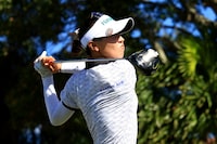 BRADENTON, FLORIDA - JANUARY 25: Lydia Ko of New Zealand plays her shot from the tenth tee during the first round of the LPGA Drive On Championship at Bradenton Country Club on January 25, 2024 in Bradenton, Florida. (Photo by Mike Ehrmann/Getty Images)