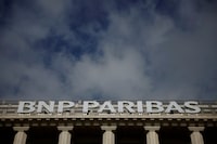 FILE PHOTO: A view of a BNP Paribas bank building in Paris, France, February 24, 2023. REUTERS/Sarah Meyssonnier/File Photo