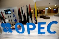 FILE PHOTO: The OPEC logo pictured ahead of an informal meeting between members of the Organization of the Petroleum Exporting Countries (OPEC) in Algiers, Algeria, September 28, 2016. REUTERS/Ramzi Boudina//File Photo