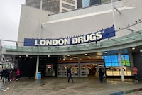 A London Drugs store is shown In Vancouver on Wednesday Oct. 18, 2023. London Drugs president Clint Mahlman says the company has no plans to close stores due to escalating violence and theft, though the issue has reached a "crisis point" for Canadian retailers.THE CANADIAN PRESS/Nono Shen