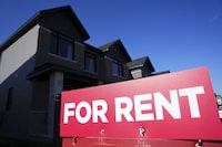 A new report says the average asking price in December for a rental unit in Canada was a record $2,178, which was relatively flat from the previous month but marked an 8.6 per cent gain year-over-year. A for rent sign is displayed on a house in Ottawa on Friday, Oct. 14, 2022. THE CANADIAN PRESS/Sean Kilpatrick