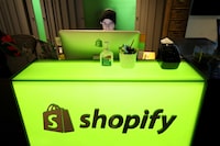 An employee works at Shopify's headquarters in Ottawa on Oct. 22, 2018