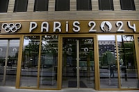 This photograph shows the entrance of the headquarters of the Paris 2024 Olympics (Cojo) headquarters as Police raided just over a year out from the opening ceremony of the quadrennial sporting showpiece, in Saint-Denis, northern Paris, on June 20, 2023. (Photo by JULIEN DE ROSA / AFP) (Photo by JULIEN DE ROSA/AFP via Getty Images)
