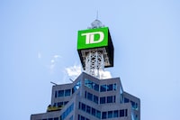 FILE PHOTO: A sign for TD Canada Trust in Toronto, Ontario, Canada December 13, 2021.  REUTERS/Carlos Osorio/File Photo