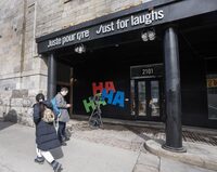 The Just for Laughs theatre is seen Tuesday, March 5, 2024 in Montreal.A report filed in Quebec Superior Court details the reasons behind the financial troubles that led the parent company of the Just for Laughs comedy festivals to cancel its flagship event and seek protection from its creditors.THE CANADIAN PRESS/Ryan Remiorz