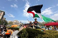 FILE - Demonstrators are on the Columbia University campus in New York at a pro-Palestinian protest encampment on Monday, April 29, 2024. (AP Photo/Ted Shaffrey, File)