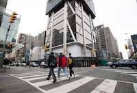 The One, a luxury condo development in Toronto co-owned by real-estate developer Sam Mizrahi and road paving magnate Jenny Coco, is photographed on Oct 19, 2023. The condo project is being built on what used to be Stollerys men store on thew south west corner of Bloor and Yonge Sts.. (Fred Lum/The Globe and Mail)