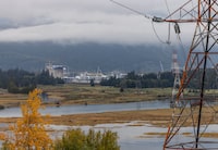 View of Rio Tinto Alcan smelter from Kitimat Village, Kitimat, BC.  (10-05-2023)