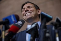 Brampton mayor, Patrick Brown, speaks during a press conference to announce his intention to run again for mayorship, at city hall in Brampton, Ont., on Monday, July 18, 2022. Brown is working to pay off debt from his federal Conservative leadership bid, but without the help of the party and tax receipts for donors. THE CANADIAN PRESS/Cole Burston