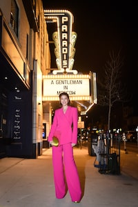 "Scott Pilgrim" star Mary Elizabeth Winstead says she still feels a special connection to Toronto, 15 years after shooting the film in the city. Winstead poses in front of a marquee for the Paramount Plus series "A Gentleman in Moscow," at the Paradise Theatre, in Toronto in an undated handout photo. THE CANADIAN PRESS/HO-Paramount Plus, George Pimentel Photography, *MANDATORY CREDIT*