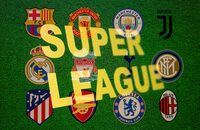 FILE PHOTO: Super League words are seen in front of twelve of Europe's top football clubs logos in this illustration taken April 19, 2021. REUTERS/Dado Ruvic/Illustration/File Photo