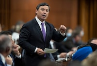 Conservative Foreign Affairs critic Michael Chong rises  during Question Period, in Ottawa, Monday, Nov. 14, 2022. THE CANADIAN PRESS/Adrian Wyld