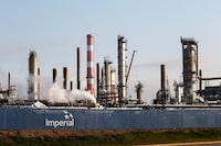 The Imperial Strathcona Refinery which produces petrochemicals is seen near Edmonton on Oct. 7, 2021.
