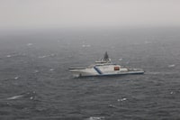 The picture provided by The Finnish Border Guard shows Finnish Border Guard's offshore patrol vessel Turva guarding on October 11, 2023 at sea near the place where damaged Balticconnector gas pipeline is pinpointed at the Gulf of Finland. Lehtikuva/FINNISH BORDER GUARD via REUTERS      ATTENTION EDITORS - THIS IMAGE WAS PROVIDED BY A THIRD PARTY. NO THIRD PARTY SALES. NOT FOR USE BY REUTERS THIRD PARTY DISTRIBUTORS. FINLAND OUT. NO COMMERCIAL OR EDITORIAL SALES IN FINLAND.