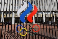 A view through a fence shows the Russian Olympic Committee headquarters in Moscow, Russia, October 13, 2023. The Russian Olympic Committee (ROC) was banned by the International Olympic Committee for recognizing regional organizations from four territories annexed from Ukraine, according to the IOC. REUTERS/Evgenia Novozhenina