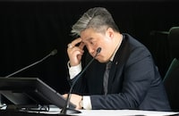 Han Dong appears as a witness at the Public Inquiry Into Foreign Interference in Federal Electoral Processes and Democratic Institutions, Tuesday, April 2, 2024 in Ottawa.  THE CANADIAN PRESS/Adrian Wyld
