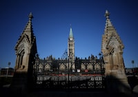 The Peace Tower, in the Centre Block of Parliament Hill is pictured November 24, 2019 in Ottawa.  DAVE CHAN / THE GLOBE AND MAIL

