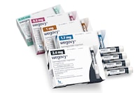 This image provided by Novo Nordisk in January 2023, shows packaging for the company's Wegovy medication. According to a study published Saturday, Nov. 11, 2023, in the New England Journal of Medicine, the popular weight-loss drug reduced the risk of serious heart problems by 20%, and could change the way doctors treat certain heart patients. (Novo Nordisk via AP)