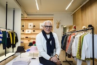Joe Mimran, co-owner of Tilley, poses for a photograph at a store in Toronto, on Saturday Feb. 18, 2023. (Christopher Katsarov/The Globe and Mail)