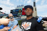 New England Patriots second-round NFL football draft pick Duke Dawson, a cornerback out of Florida, talks with the media at Gillette Stadium in Foxborough, Mass., Tuesday, May 15, 2018. (AP Photo/Stew Milne)